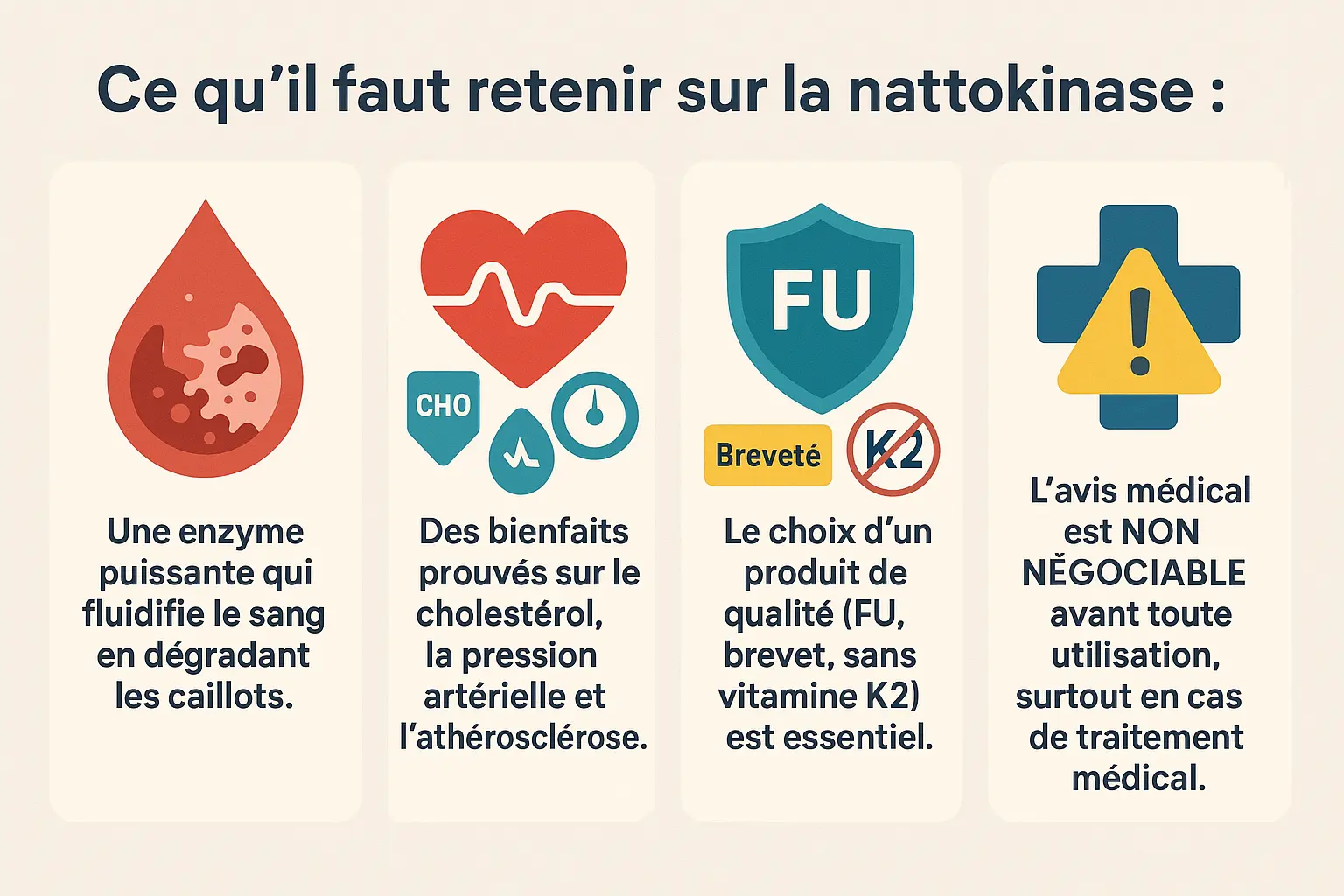 Schéma des <strong>effets cardiovasculaires de la nattokinase</strong>