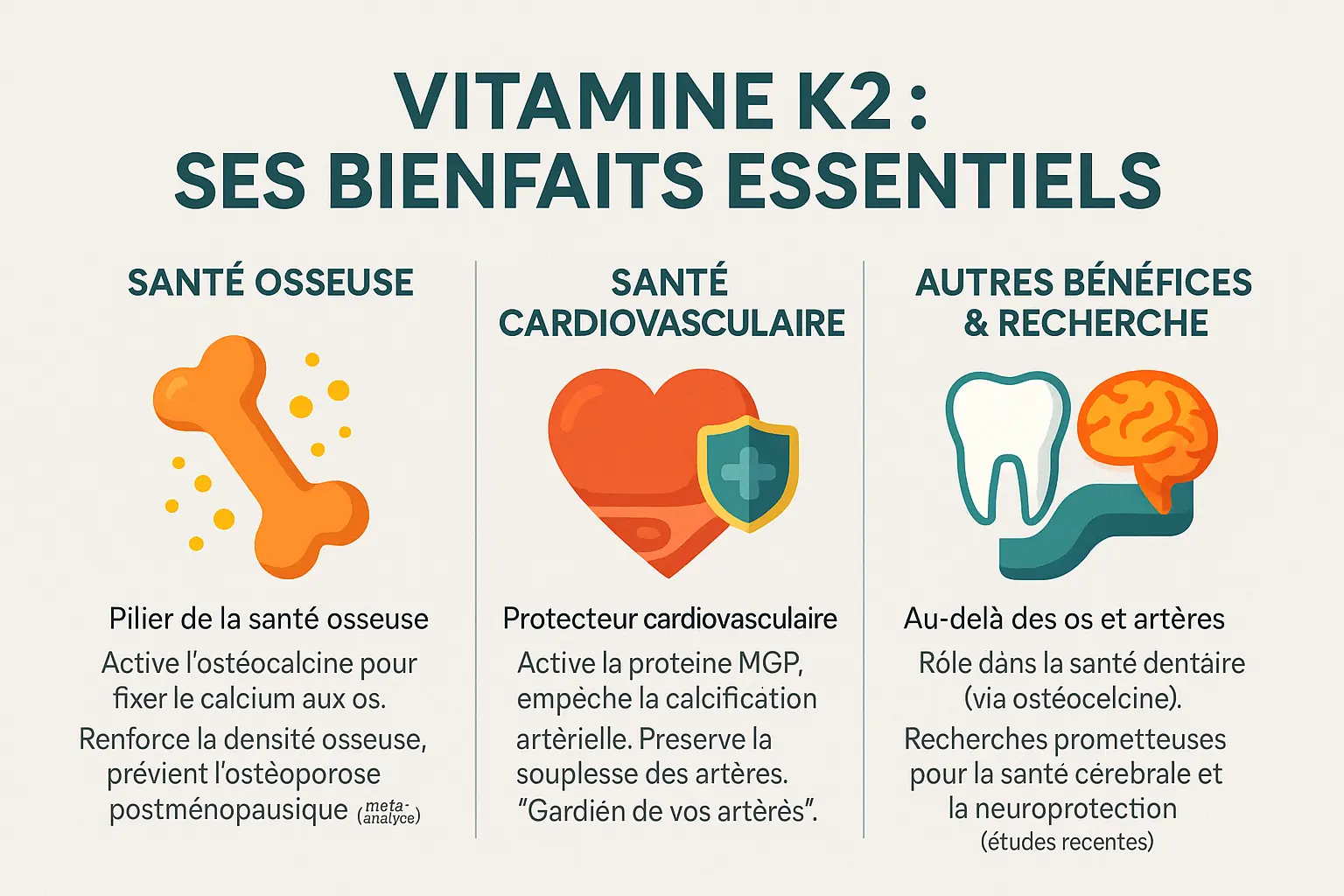 Illustration de la vitamine K2 et ses bienfaits