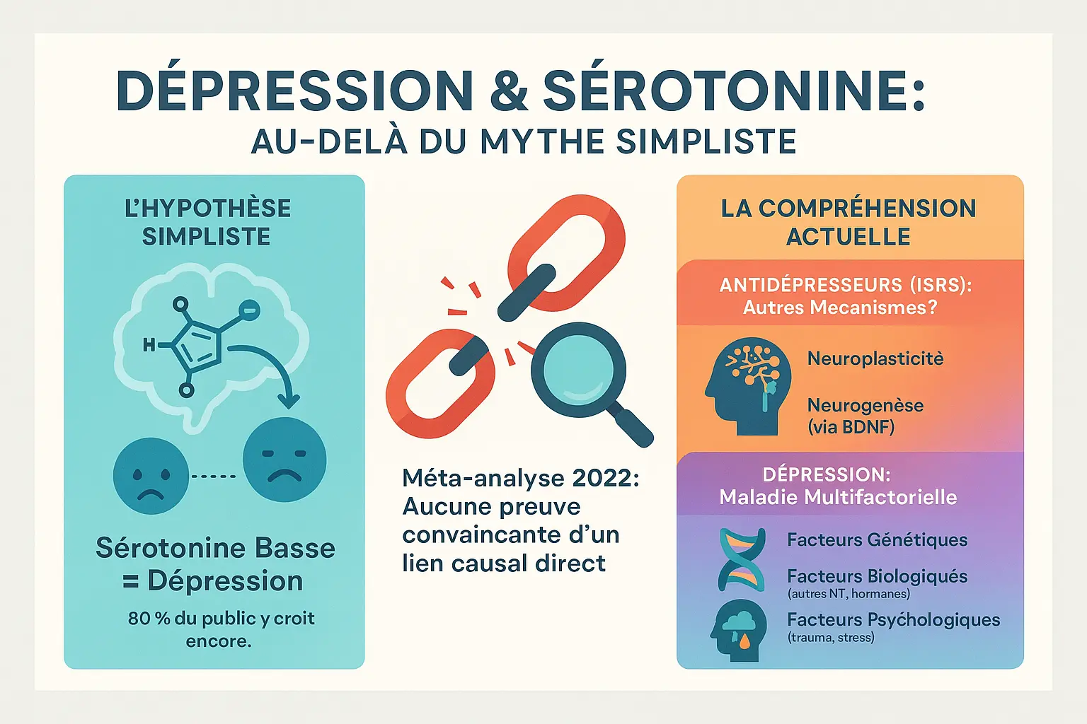 Représentation visuelle des mécanismes cérébraux impliqués dans la dépression
